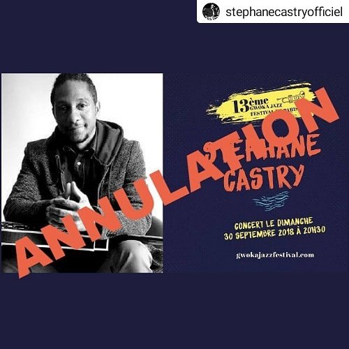 FrancianeHeron's tweet photo. #communiqué #annulation #concert #stephanecastry prévu le 30/09 au New Morning dans le cadre du Gwoka Jazz Festival. @Basstry et moi partageons les mêmes valeurs. Nos excuses à ceux qui ont acheté leur place pour ce concert. #jetravailllePour pas contre #Respect #Musique https://t.co/cwZYJCKOub
