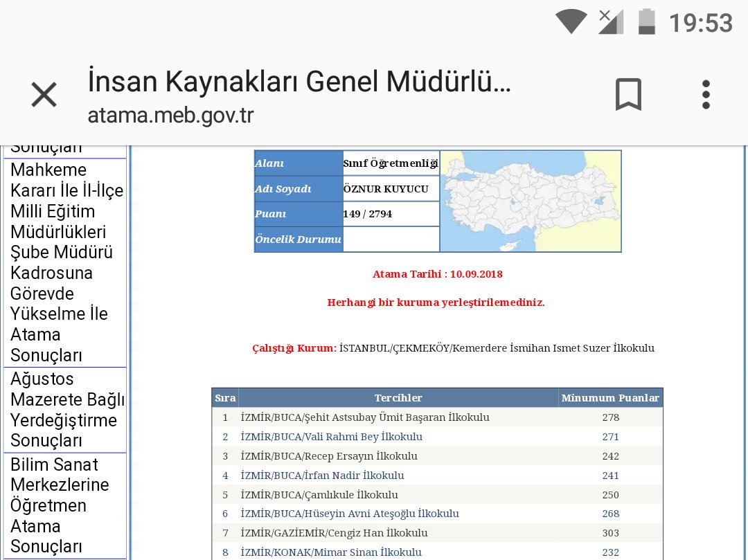 oznurkyc's tweet photo. @tcmeb Sonuç mükemmel..Bu puanları biriktirene kadar iki çocukla eşimden ayrı kaç yıl daha beklerim artık?.. il ilçe emri istiyoruz..Egitime başlarken bütün motivasyonum  bitti..😭😭😭@ziyaselcuk @tcmeb @mebikgm @hmzaydg @Yusuf__Tekin @TurkEgitimSen #ililçeemriverilmelidir #ililceemri https://t.co/H5IW7XyJps