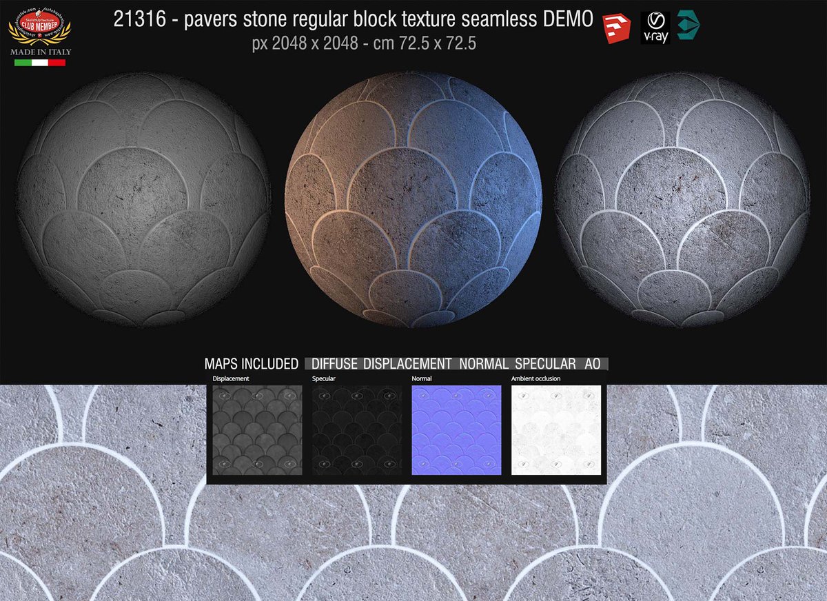 sketchuptexture's tweet image. New royalty free #texture seamless ID 21316 
Pavers stone regular block texture seamless
higt resolution + MAPS - pixel 2048 x 2048 - cm 141x141 
medium resolution - no maps - pixel 1024 x 1024 
sketchuptextureclub.com/textures/archi…