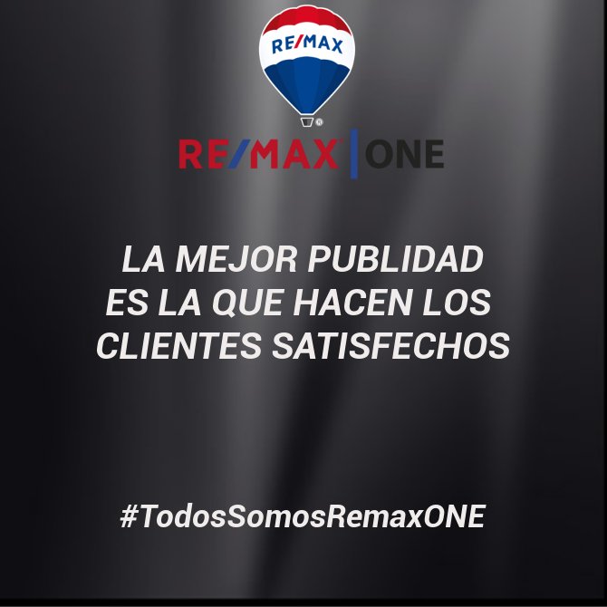 La mejor publicidad es la que hacen los clientes satisfechos.
¡Feliz inicio de semana!

#TodosSomosRemax #TodosSomosRemaxONE