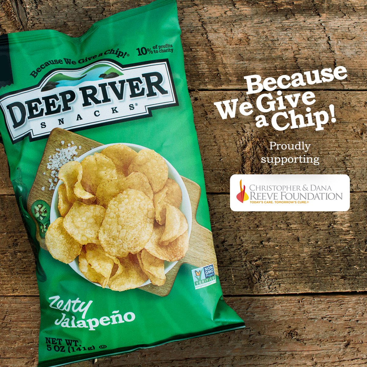 Spicy snacking and life-changing support—each bag of our Zesty Jalapeño kettle chips helps to raise awareness and funds for organizations that change lives, just like <a href="/ReeveFoundation/">Christopher & Dana Reeve Foundation</a>. bit.ly/2MkGsqr #GiveAChip