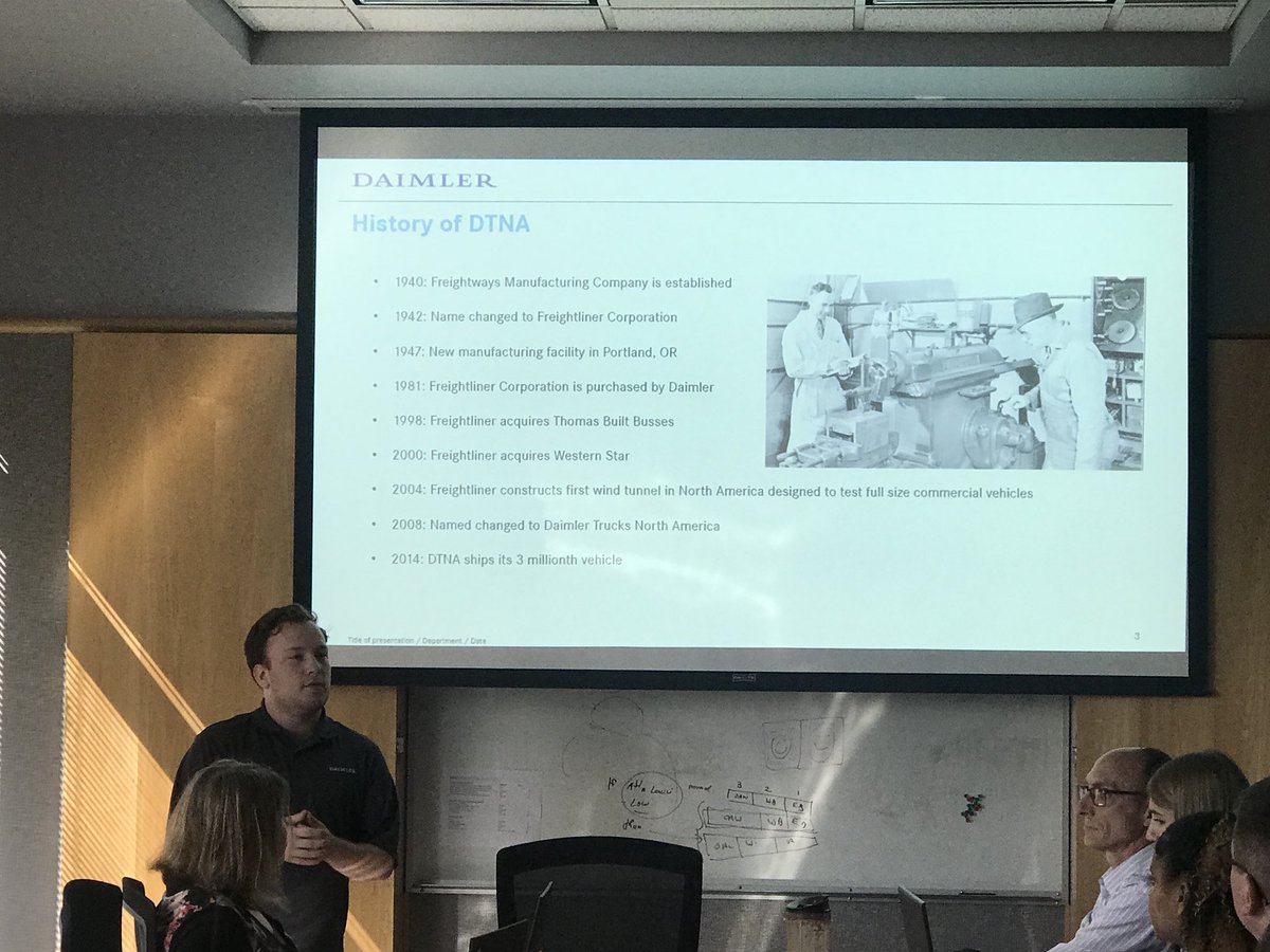 Commit2Safety's tweet image. Nicholas Warford, our intern is presenting the culmination of his work. Learned something about history of Freightliner from his slide here!