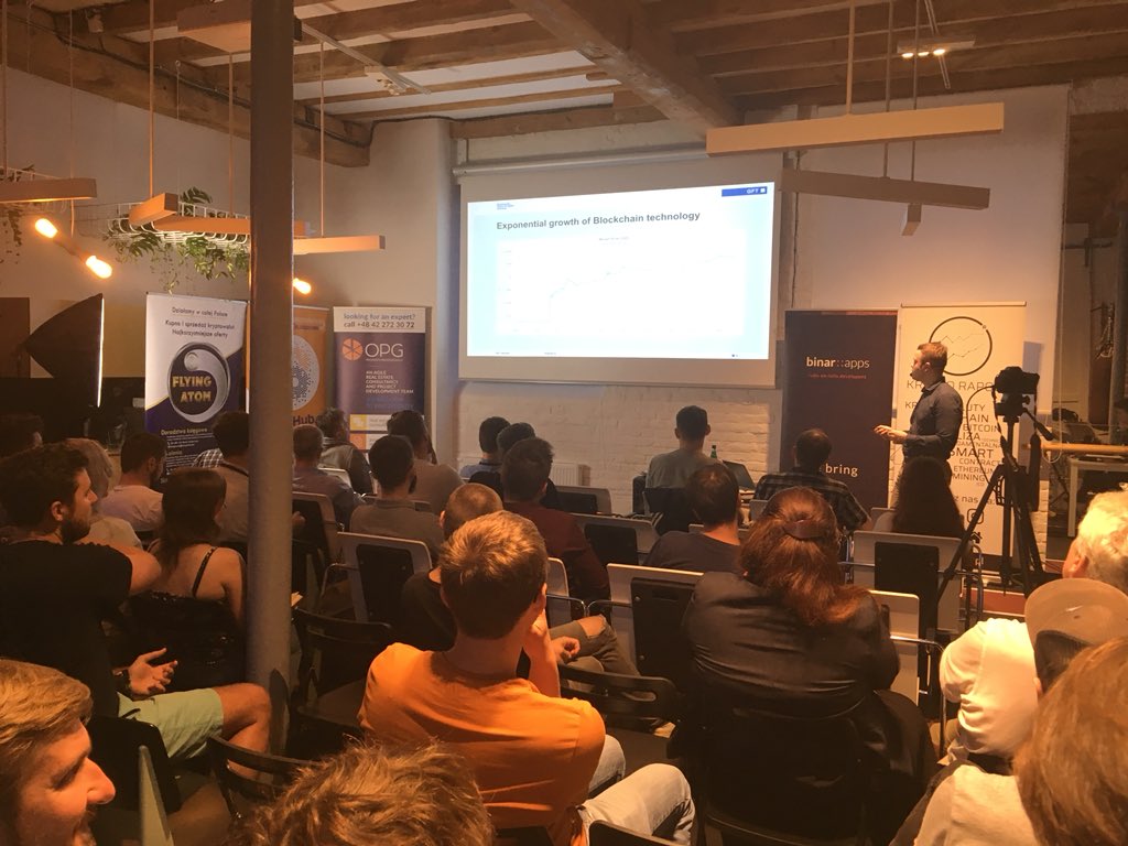 gft_pl's tweet image. #gftexperts Petro Gnatyuk on stage at #blockchain business Łódź 2: how to maintain stability in #cryptocurrency thanks to #dai