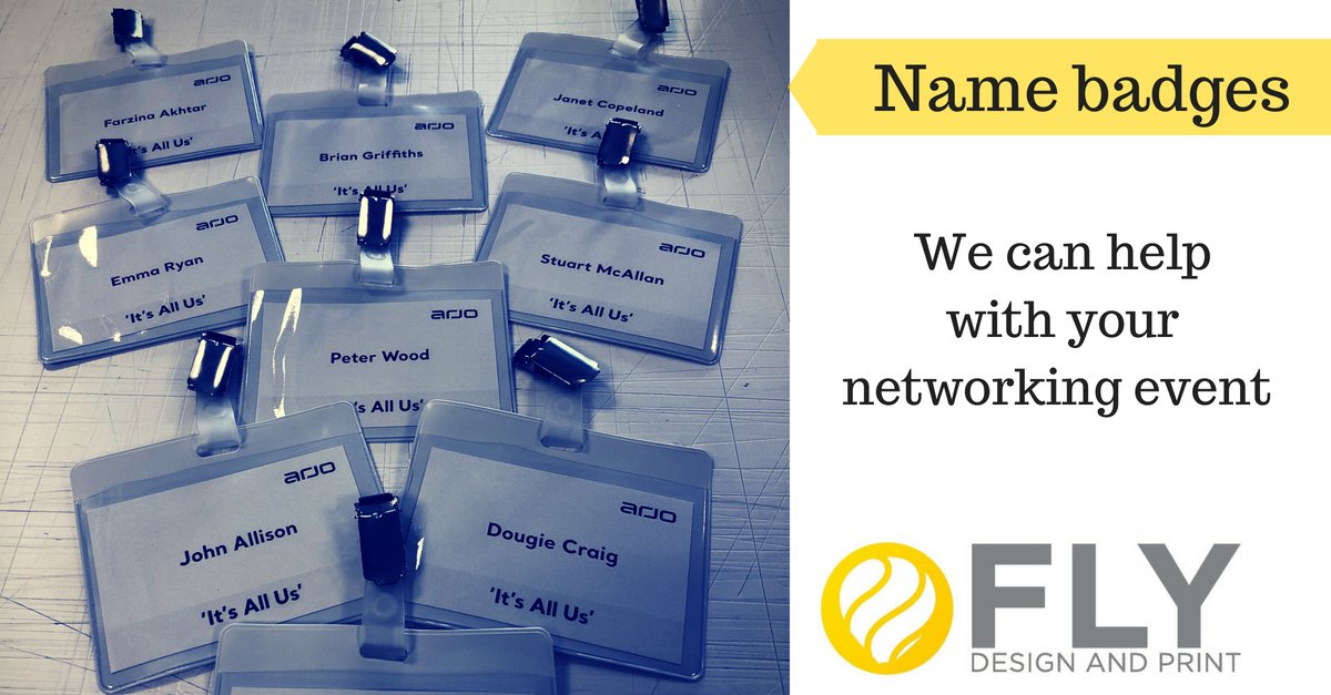 New starters? #Namebadges are a great way for everyone to get up to speed on names. Ask Ryan about #design & #print  ryan@flydesignandprint.co.uk