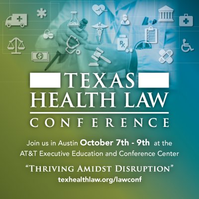txhealthlawyers's tweet photo. Less than a month away, but not too late to register! Thriving Amidst Disruption: #ValueBased #LegislativeForecast #PrivateEquity #CyberSecurity #ManagedCare #Blockchain. @statebaroftexas & @texashospitals #Texhealthlaw Conference! https://t.co/768ZB5KYll https://t.co/PsiwgB5Cvk