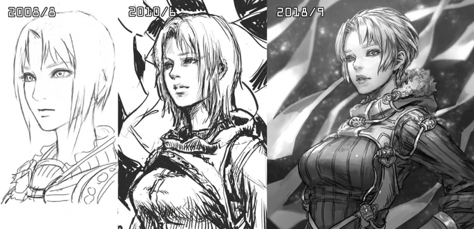 ちょうど10年前、8年前の同じキャラ?の落書きがでてきたので
描き直してみました 
