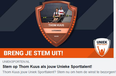 Hemus-pararoeier Thom Kuus is genomineerd als Sporttalent van het Jaar. Stem op hem! unieksporten.nl/sporttalent/de… #roeien @Roeibond