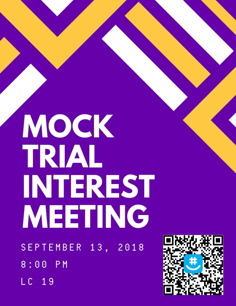 Have any questions about Mock Trial? Come out to our general interest meeting this Thursday! ⚖️