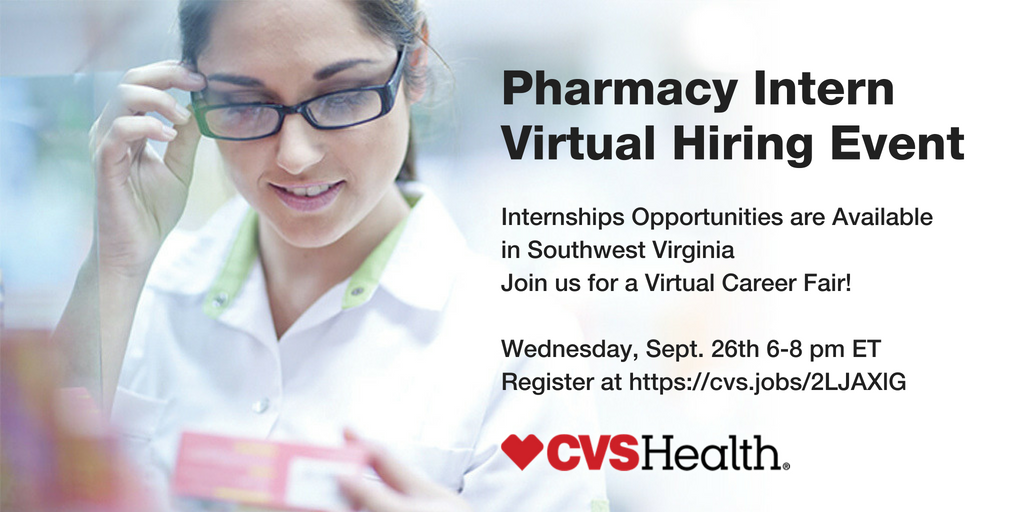 Calling all Pharmacy Students- Are you wanting to hear the BUZZ about South West VA and Central VA Internship/ Post Graduate Opportunities <a href="/CVSHealth/">CVS Health</a> . Join us for a quick chat on 09/26/2018 from 6p-8p.  Register today cvs.jobs/2LJAXlG