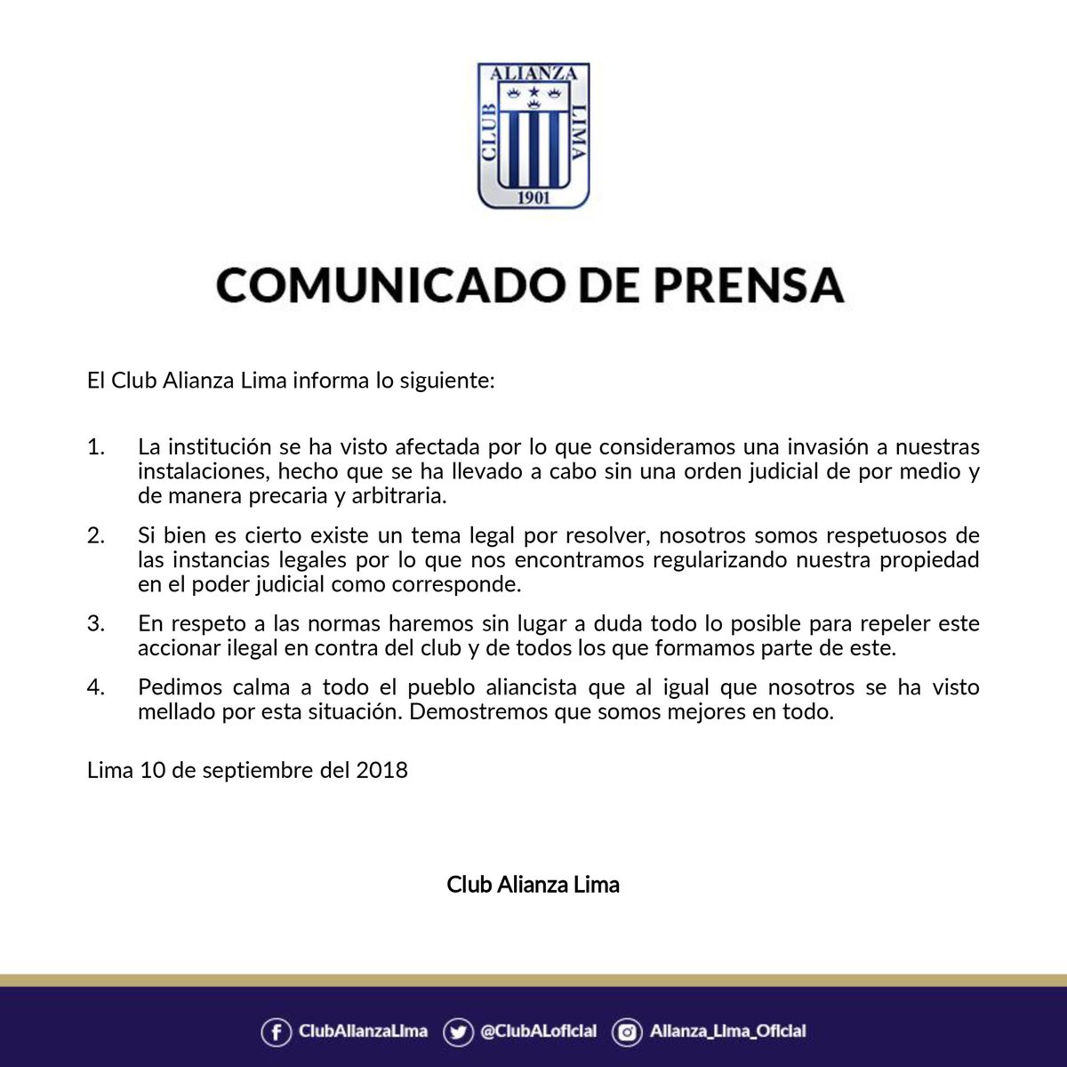 ClubALoficial's tweet photo. 📝 Comunicado de prensa. https://t.co/Z3nPd9nDg6