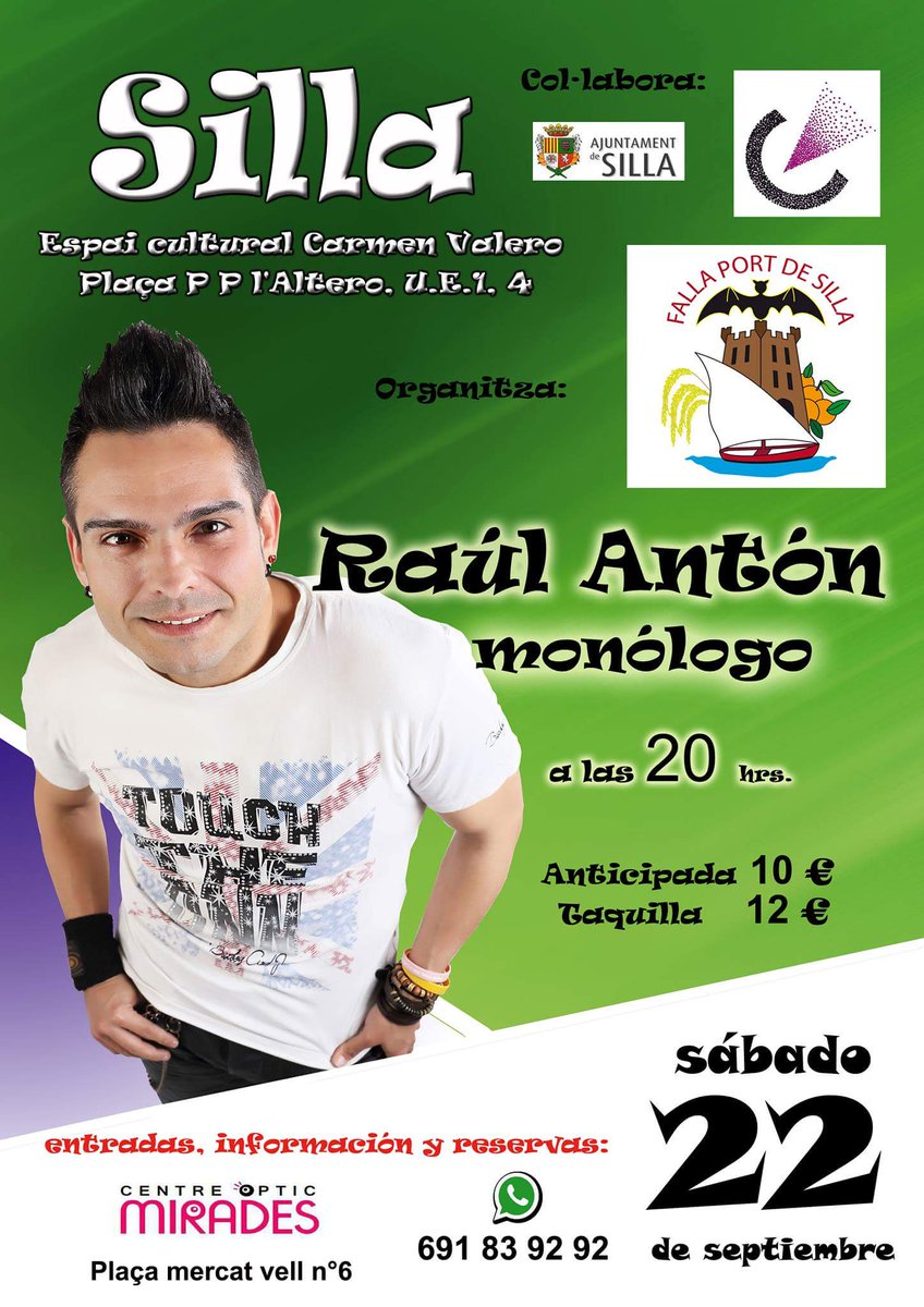 pròxim dissabte 22 de setembre a les 20h al centre cultural Carmen Valero de Silla l'últim espectacle de <a href="/raulantoncom/">Raul Anton</a> "Chocolate sexy'! Entrades, informació i reserves a Centre Òptic Mirades i al 691839292.#petao #raulanton