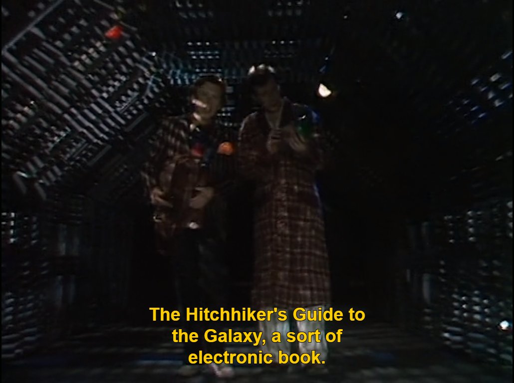 publicdocument's tweet image. "The Hitchhiker's Guide to the Galaxy, a sort of electronic book." The Hitchhiker’s Guide to the Galaxy (BBC, 1981) #futureofthebook #pastofthebook #ebook #digitalpublishing
