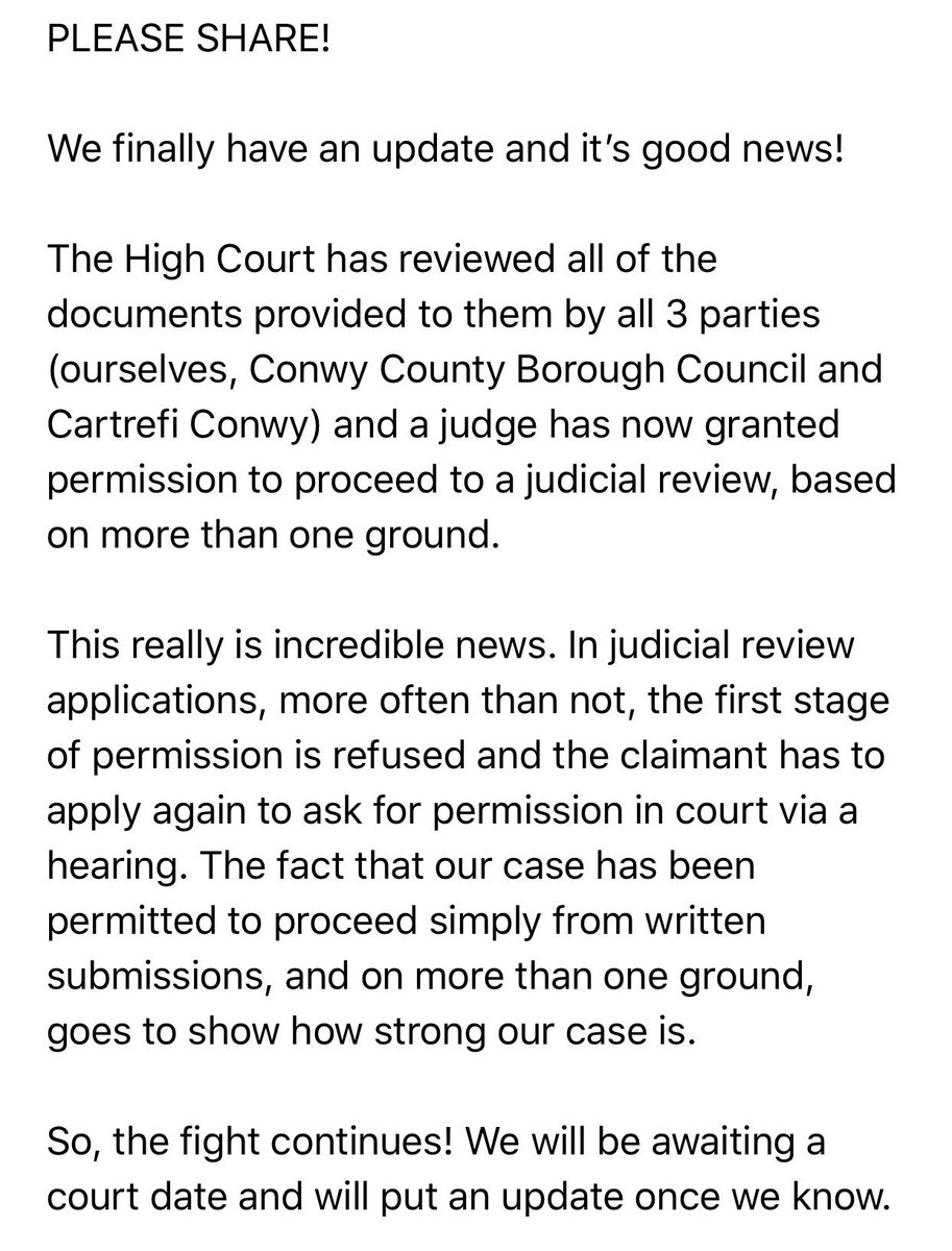 savethefairview's tweet photo. Fantastic news! The High Court has given us permission to proceed with the judicial review! The judge said 2 of our grounds are arguable! #judicialreview #savethefairviewinn #saveourpub #fairviewinn #llanddulas https://t.co/G45q4NqstW
