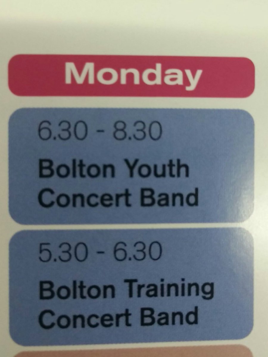 Great opportunities for woodwind, brass or percussion players, come along to our Training and Youth Bands at Bolton Music Service tonight. (For more info about ages & grades ring 01204 333533)