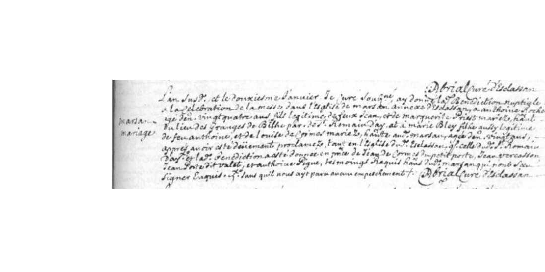 LDGenealogie's tweet photo. #1J1Ancêtre #BLEYS Marie, #Patronyme intrigant en Ardèche... 
Sosa 1153 est décédée à Marsan ce 10/09/1715 annexe d'Eclassan (07), elle avait épousé #ROCHE Anthoyne, le 12/01/1694 au même lieu.  Ils ont eu au moins 3 enfants dont Antoine sosa 576. https://t.co/wYqA7g0G5j