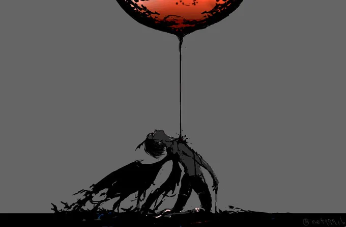 #リヴァイ版深夜の真剣お絵描き60分1本勝負
【Dark Side of the Moon】
其れは月の陰より生まれし魔物 