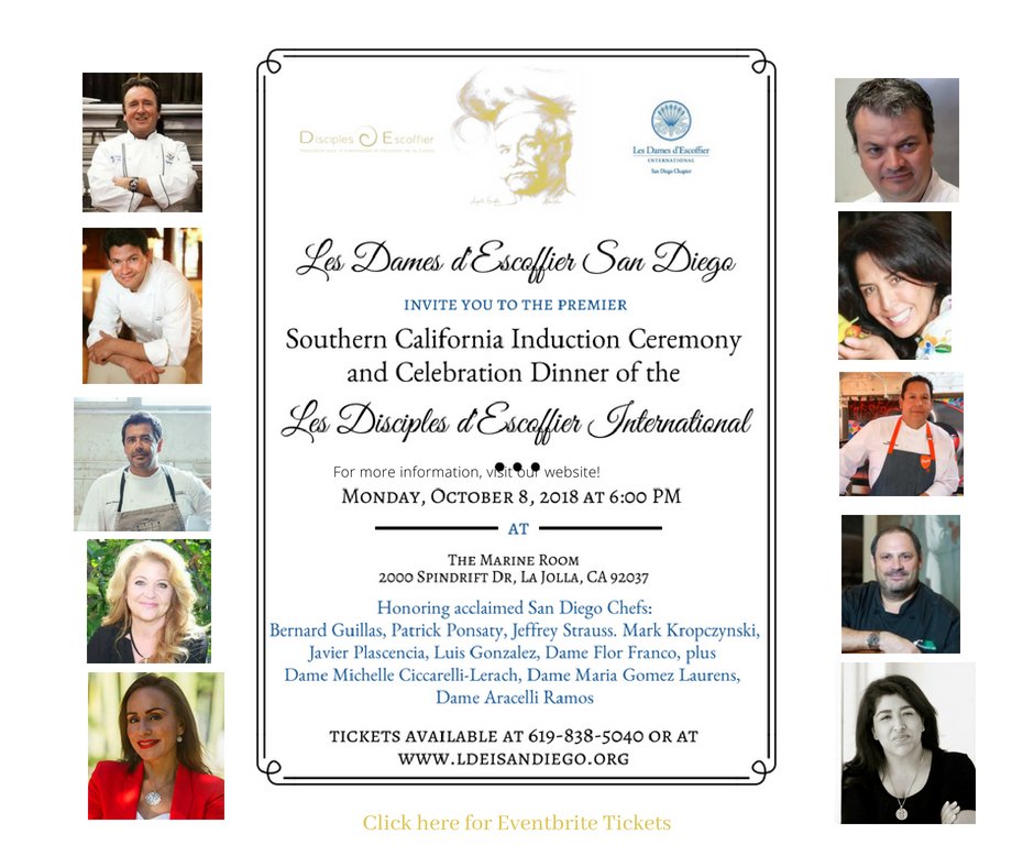 <a href="/LDEISD/">Les Dames San Diego</a> presents the 2018 SoCal inductees to the Disciples of Escoffier. Join us for a wonderful evening at the Marine Room October 8. Tickets eventbrite.com/e/les-disciple…