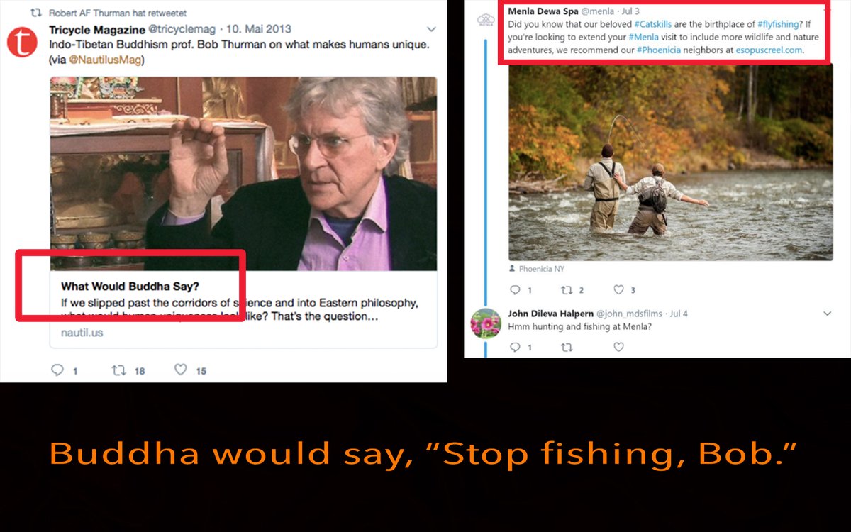 IamBobZone's tweet photo. What would Buddha say to #Menla #DewaSpa? Killing  more #fishes? I don't think so.. #BobThurman shouldn't twist Buddha's word to justify killing for the sake of #FreeTibet #TibetCause. #WhatWouldBobDo #WWBD https://t.co/PjslMZXojn