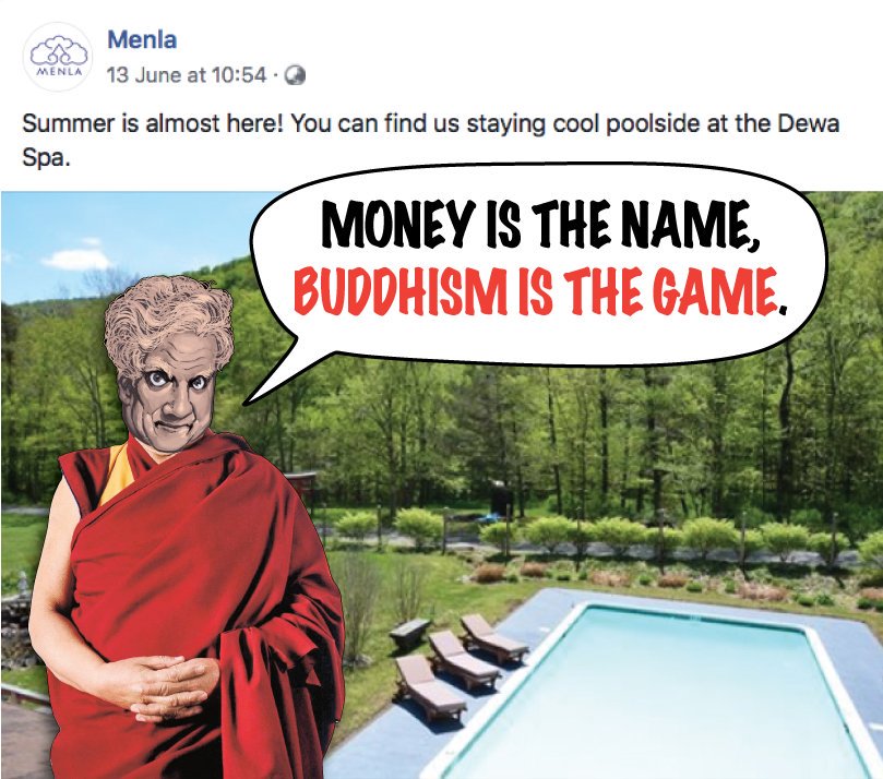 IamBobZone's tweet photo. Run by #TibetHouseUS, our #Menla #DewaSpa is 100% for profit. We use Buddhism &amp; #DalaiLama to make profit to fund hatred projects, all in the name of #TibetCause #FreeTibet. #WhatWouldBobDo #WWBD https://t.co/KUbpYAHFmk