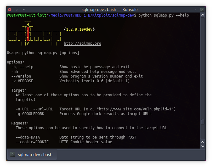 KitPloit's tweet image. SQLMap v1.2.9 - Automatic SQL Injection And Database Takeover Tool j.mp/2O4BBXT #AdvancedSQLInjection #AutomaticSQLInjection