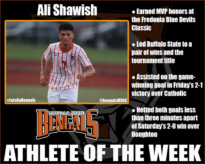 Buffalo State Athletics (@bscathletics) on Twitter photo Congratulations to <a href="/bengalsMSOC/">Buffalo State Soccer</a> junior Ali Shawish on being named the <a href="/buffalostate/">Buffalo State University</a> Athlete of the Week! #LetsGoBengals #BengalsAOTW #BengalsMSOC
For more information and to see past winners, visit: buffalostateathletics.com/awards.aspx?ao… Congratulations to <a href="/bengalsMSOC/">Buffalo State Soccer</a> junior Ali Shawish on being named the <a href="/buffalostate/">Buffalo State University</a> Athlete of the Week! #LetsGoBengals #BengalsAOTW #BengalsMSOC
For more information and to see past winners, visit: buffalostateathletics.com/awards.aspx?ao…