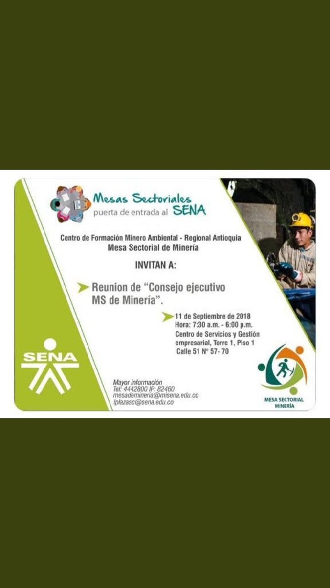 segocup5's tweet photo. Nuestro Centro De Formación Minero Ambiental (CFMA) los invita a participar activamente en los diferentes eventos que se llevarán a cabo desde el 11 al 13 de Septiembre del presente año. @SBDIR_SENACFMA @SenaCfma @bienestarCFMA3 @UNNCFMA https://t.co/tJMjTbqFjq