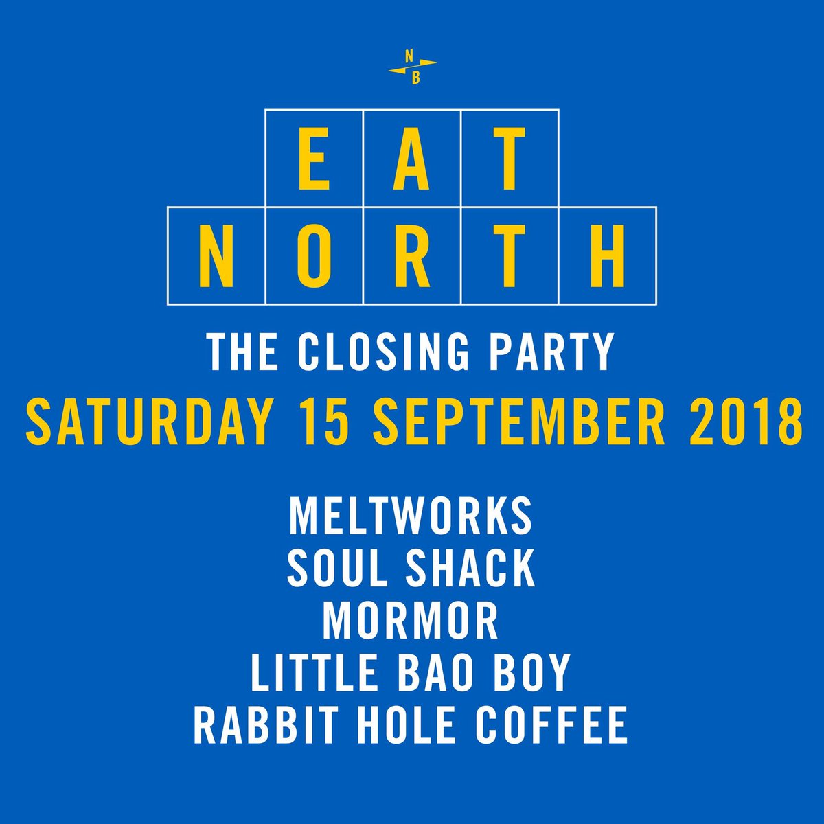 🚨 COMP 🚨 

Out LAST #EatNorth is this Saturday 15th September 😢😢

FOLLOW US and RETWEET for this HUGE prize...

Who fancies FOOD from our traders PLUS 6 BEERS from 
<a href="/NorthBrewCo/">North Brewing Co</a>?

We are going out with a BANG! Don't miss out 👉 buff.ly/2NfVCxI