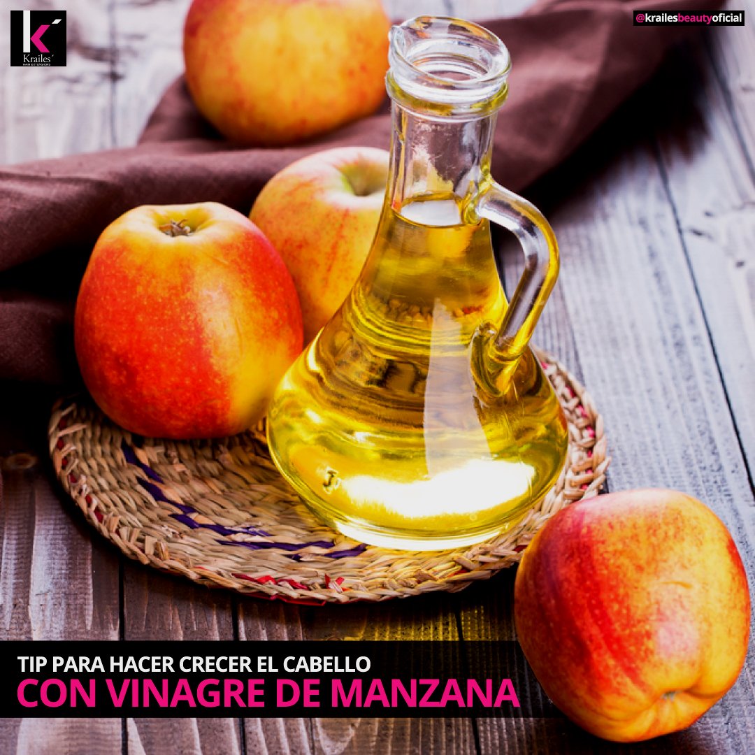 El vinagre de manzana 🍎 es un excelente estimulante del cuero cabelludo y ayudará a que tu pelo crezca muchísimo. Lava tu cabello como lo haces habitualmente y después de enjuagar con agua normal, hazlo con un poco de vinagre de manzana diluido con agua. #kraileshair #tip