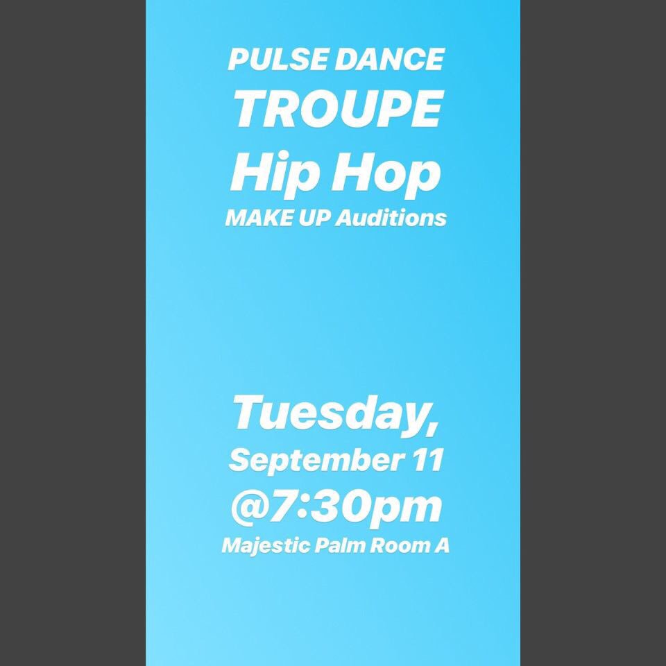 Fau_Pulse's tweet photo. Still want to audition for Pulse Dance Troupe? It’s not too late 🤪‼️ Tomorrow, Hip Hop will be hosting make-up auditions for those who were not able to attend the audition this past Sunday, Bring a headshot, full face of makeup, and a :45 - 1:00 piece you would like to present https://t.co/auz4uOeLeO