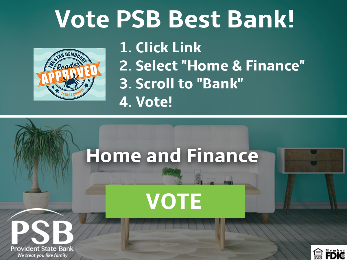 ProvidentStBank's tweet image. We need YOUR help! The Star Democrat is holding a contest to find out the Best Businesses in Talbot County. All you need to do is click here: ow.ly/gIBT30lKYRg, select &quot;Home &amp;amp; Finance&quot;, scroll to &quot;Bank&quot;, and vote PSB!