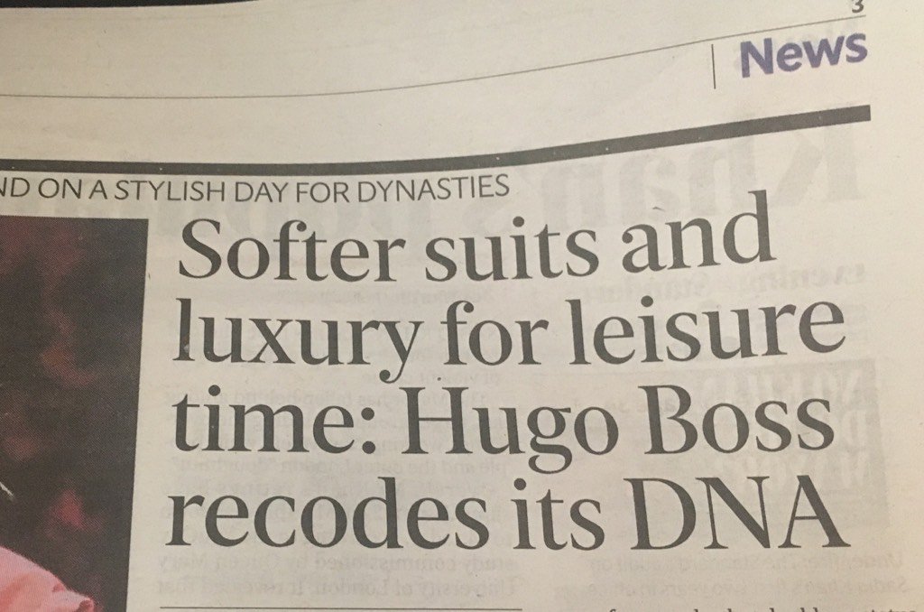 kbradnam's tweet photo. You have to admire Hugo Boss’ genome editing skills. https://t.co/t4uncdF3X4