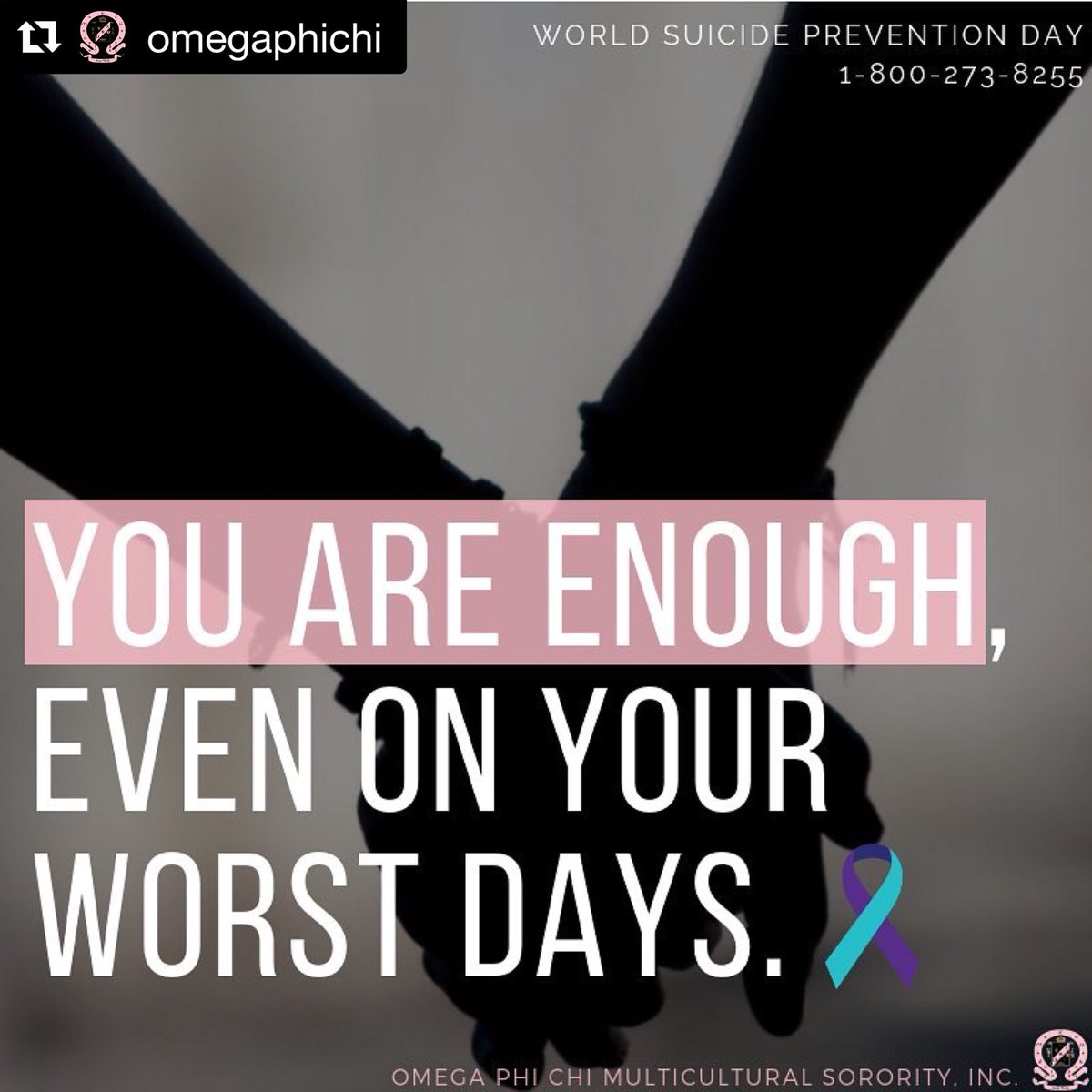 OPC_MuChapter's tweet photo. You are enough, even on your worst days. Take a minute to check in on your friends today, and every day.
If you or anyone you know is in an emergency, call 911 immediately.
If you are experiencing suicidal or difficult thoughts, call the National Suicide Hotline at 1-800-273-8255 https://t.co/mC1HBuZDeQ