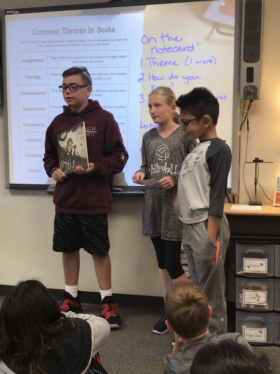KristenRisner's tweet photo. Finding Theme through picture books and sharing with the class! @MissLodico  @greDCSD https://t.co/8qE5J5OrX6