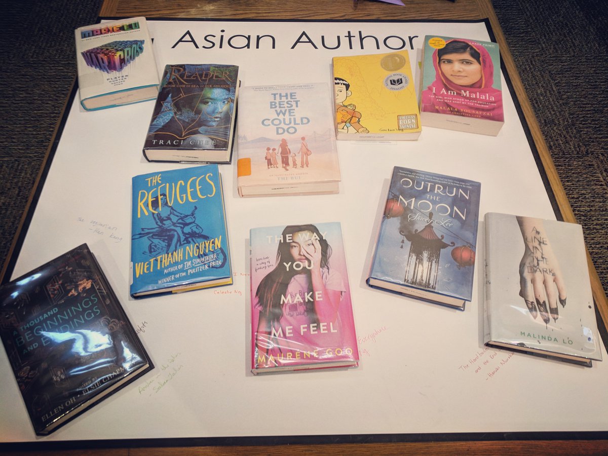 EaglecrestLib's tweet photo. Here are *just a few* titles written by #AsianAuthors which fit into several categories on our #RaptorReadingChallenge bingo board! Read one of these to maximize your potential for a BINGO! #somanygenressolittletime #weareeaglecrest #raptorsread #rrchallenge https://t.co/6FfphazF7W