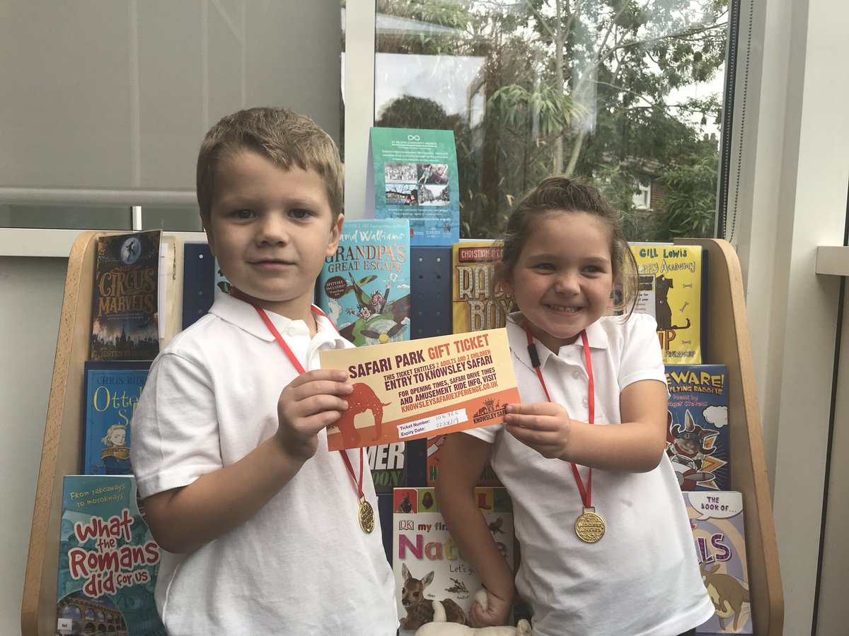 MandiB_'s tweet photo. Our first #SummerReadingChallenge #prizedraw winners today @STHLibraries #BillingeLibrary This is Chloe and her brother Liam who have won a family ticket to @KnowsleySafari Have a wonderful time! https://t.co/gf6noSaKFp