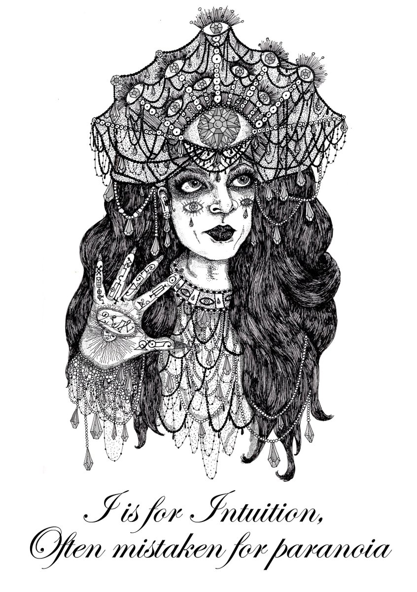 #intuition #gothicillustration #witchesalphabet #witchcraft #spiritual #psychic #goddessart charliescrazycouture.com I love this one so much available now ! #gothic #goth #gothicart #gothicillustration #witchcraft