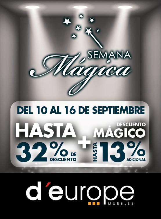 ¡Siete días de espectaculares descuentos y precios inigualables! La Semana Mágica trae descuentos adicionales al precio ya rebajado de Aniversario, ¡no los dejes pasar! Visita cualquiera de nuestras sucursales