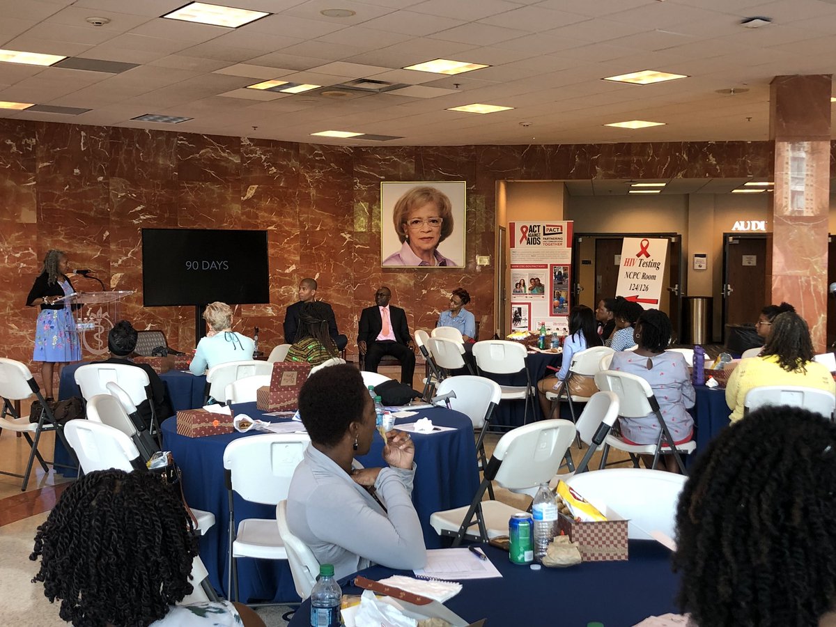 CVatMSM's tweet photo. Nathan Hale Williams, Commissioner Larry Johnson,  Dr. Rhonda Holiday and Moderator Dr. Helen Holton serving on a panel discussion on #HIVTreatmentWorks #HealthEquity https://t.co/O2VBdUPVsN
