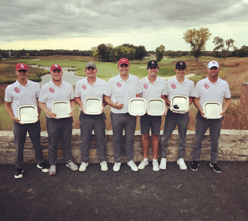 The Sooner golf team has won it's first 2 tournaments of the season now with today's win in Minnesota.  And amazing stretch-run by Blaine Hale @Blainehale_jr the Medalist with 5 birdies on the last 6 holes!! <a href="/OU_MGolf/">Oklahoma Golf</a>