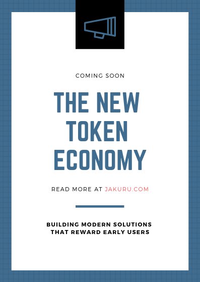 JakuruOfficial's tweet photo. What is the #newTokenEconomy?

That's when tokens first GAIN value instead of being sold with a promise.

Call us a #TokenSale or an #ICO, we are the #newTokenEconomy

Join us at https://t.co/6RlHHhujwp https://t.co/a9FmqymZ9T