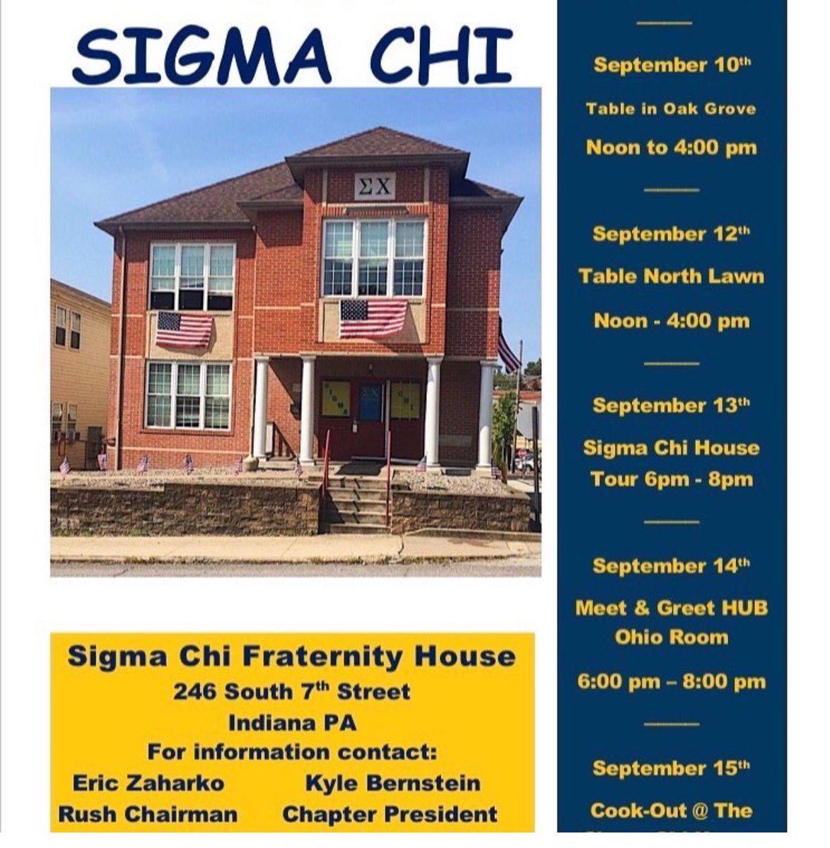 Fall rush starts today! Here is the schedule for the remaining week. We hope to see you there!