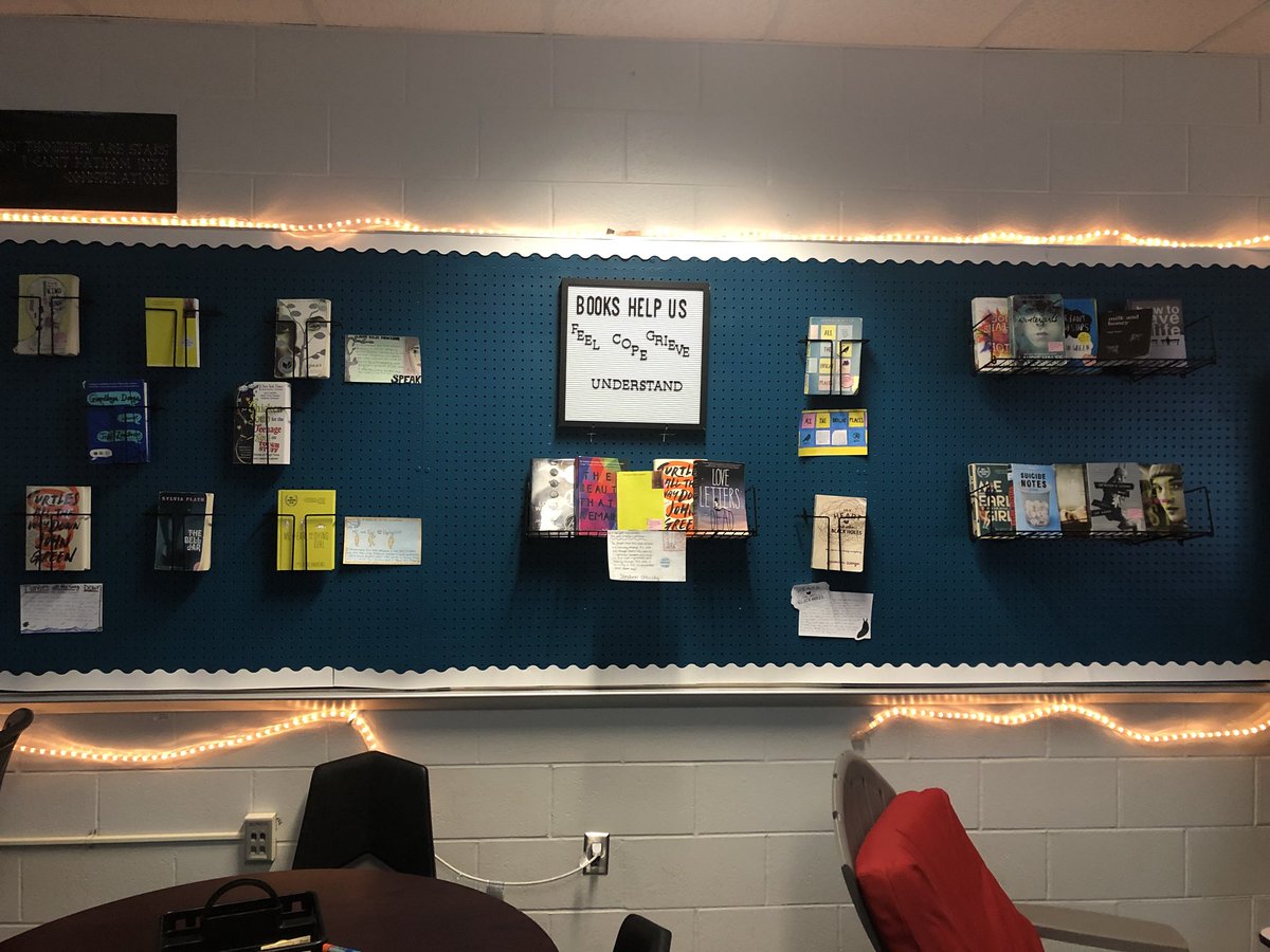 msterry207's tweet photo. Because of #WorldSuicidePreventionDay  and @jenniferniven  wanted to remind my students all the ways books can help us #ccisdela #awareness https://t.co/0mWjEz2vhu