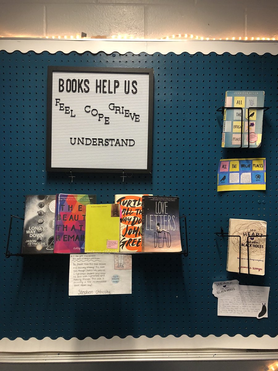 msterry207's tweet photo. Because of #WorldSuicidePreventionDay  and @jenniferniven  wanted to remind my students all the ways books can help us #ccisdela #awareness https://t.co/0mWjEz2vhu