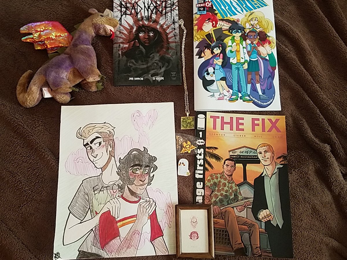 some fantastic things that were GIFTED to me at rccc including beautiful mitjo art ;; 
Thank u so much to everyone who stopped by our table and made my first tabling experience so great!! 