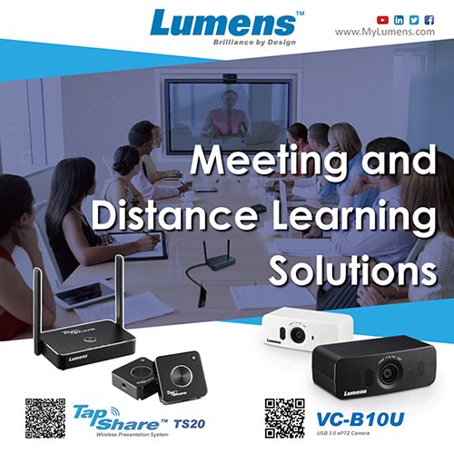 Is it time to upgrade your huddle room equipment? Then check out Lumens new meeting and distance learning solutions. We have an #ePTZ USB 3.0 videoconferencing camera and wireless presentation system, #TapShare TS20. Contact your local Lumens sales manager for a demo unit today!