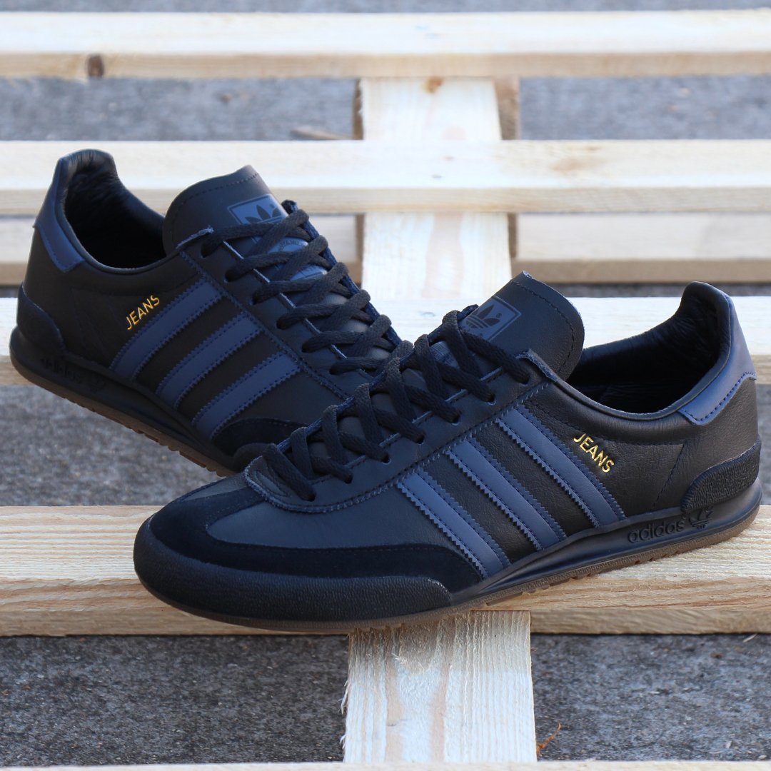 adidas jeans black leather