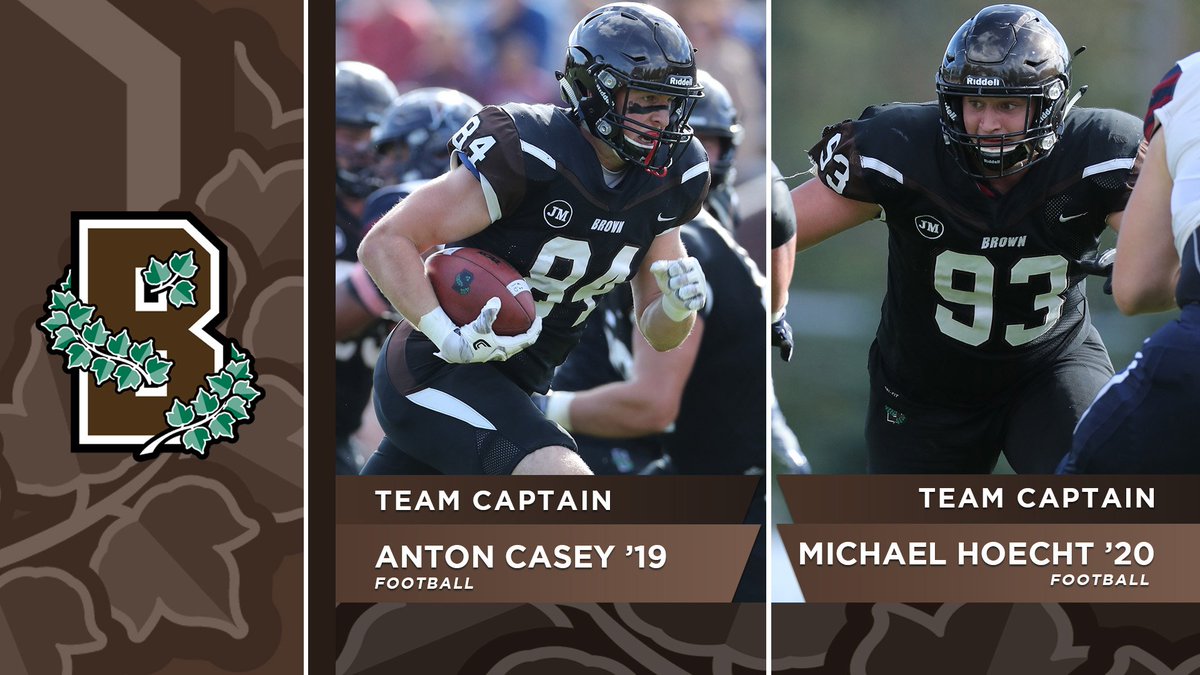 Congratulations to Anton Casey '19 and Michael Hoecht '20, who were named Brown football team captains.
#GoBruno
brownbears.com/news/2018/9/10…