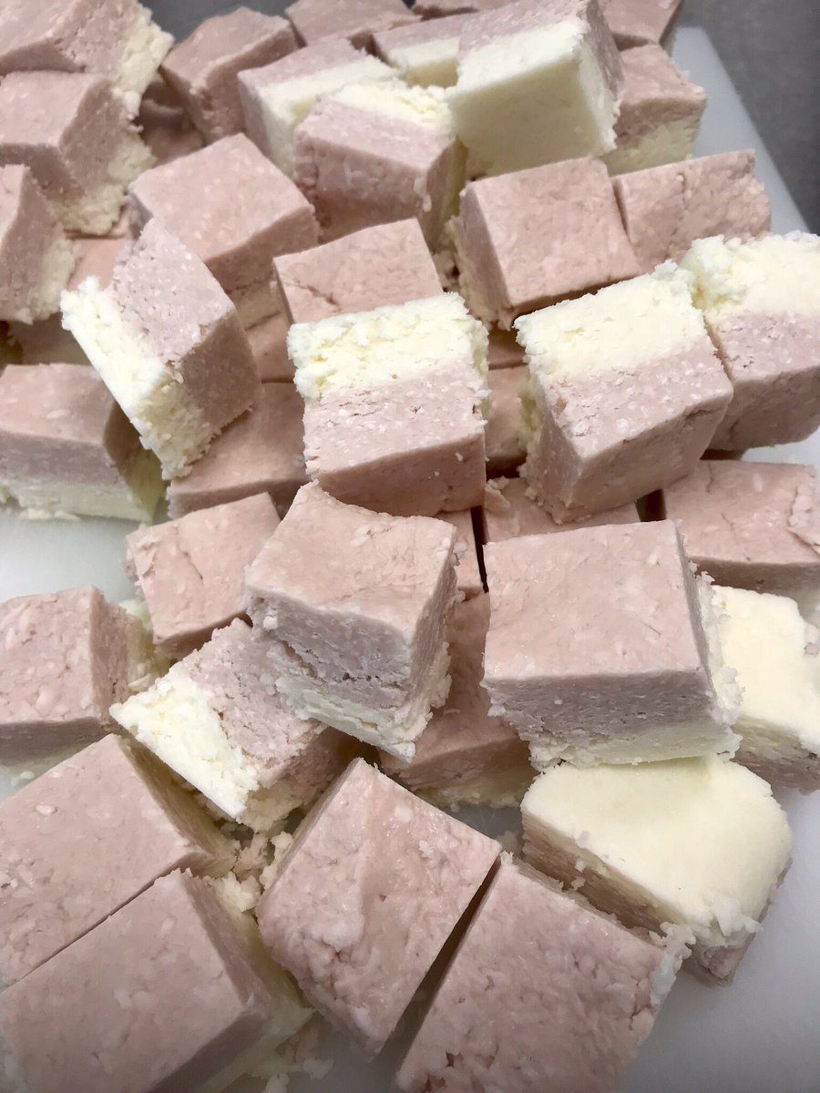 FountainsClose's tweet photo. Handmade Sweets for our Perkee Cafe. Coconut Ice &amp; Rum &amp; Raisin Fudge @cateringbm @perkeecoffee @miguelcamara89 @pardykim @Emma08Emma https://t.co/DXkVzxzPQC