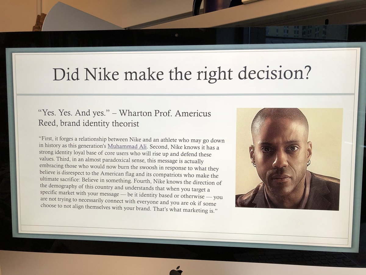 Keith Niedermeier (@kniederme) on Twitter photo Did Nike make you the right decision? “Yes. Yes. And yes.” Says <a href="/amreed2/">Dr. Americus Reed II</a> We will disusss in MKTG 101 today! Did Nike make you the right decision? “Yes. Yes. And yes.” Says <a href="/amreed2/">Dr. Americus Reed II</a> We will disusss in MKTG 101 today!