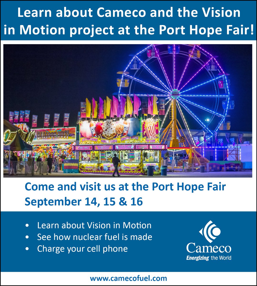 CamecoOntario's tweet image. We hope to see you there! #porthopefair #VisioninMotion